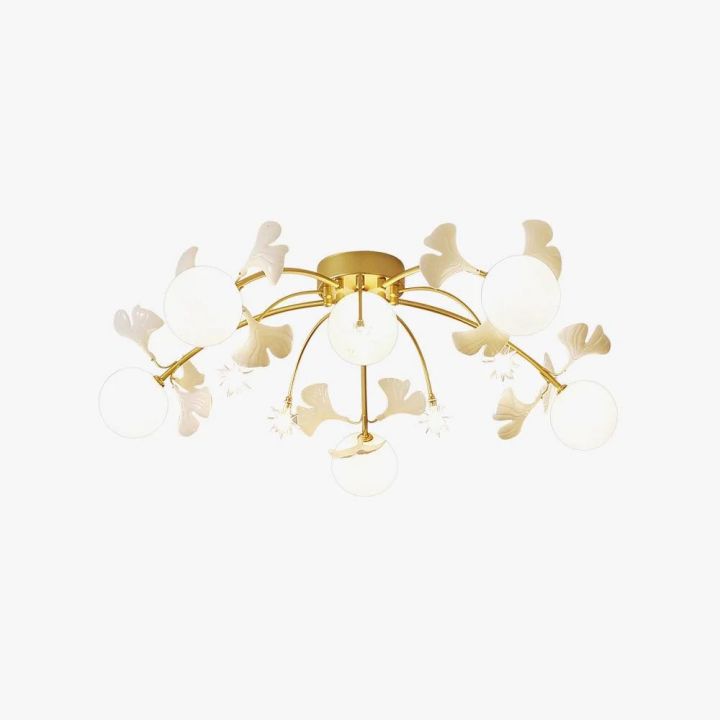 Ceramic Ginkgo Glass Ceiling Lamp-Meet Lighting