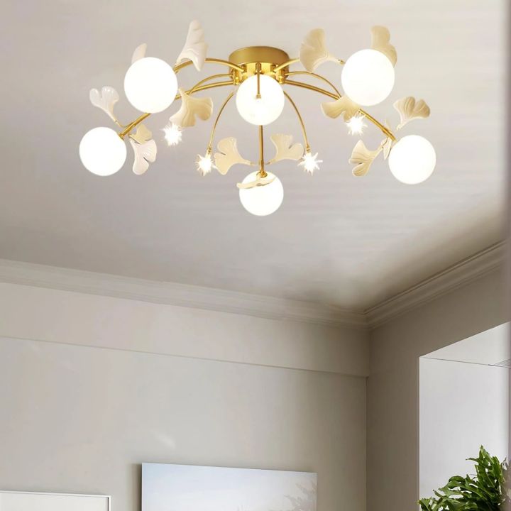 Ceramic Ginkgo Glass Ceiling Lamp-Meet Lighting