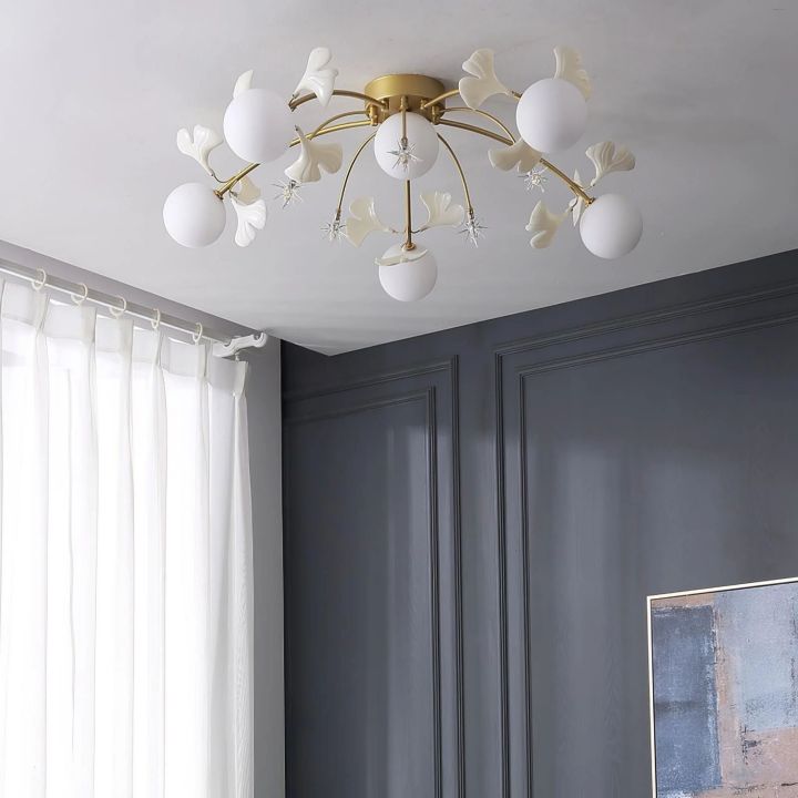 Ceramic Ginkgo Glass Ceiling Lamp-Meet Lighting