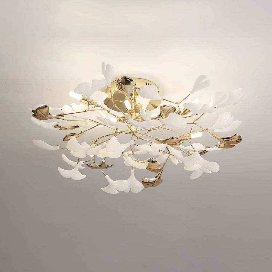 Ceramic Ginkgo Leaf Flushmount-Meet Lighting