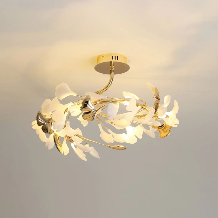 Ceramic Ginkgo Leaf Flushmount-Meet Lighting