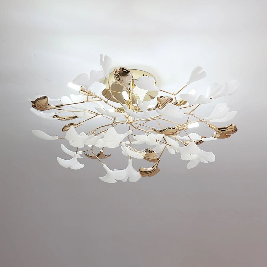 Ceramic Ginkgo Leaf Flushmount-Meet Lighting