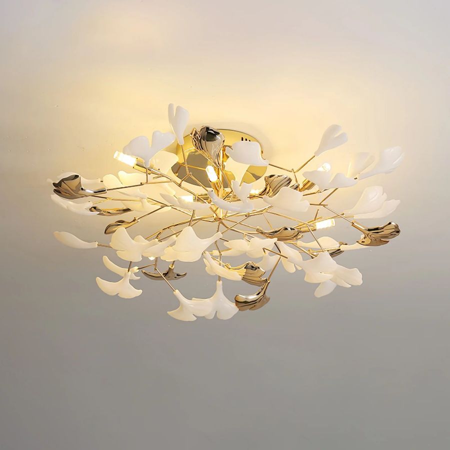 Ceramic Ginkgo Leaf Flushmount-Meet Lighting