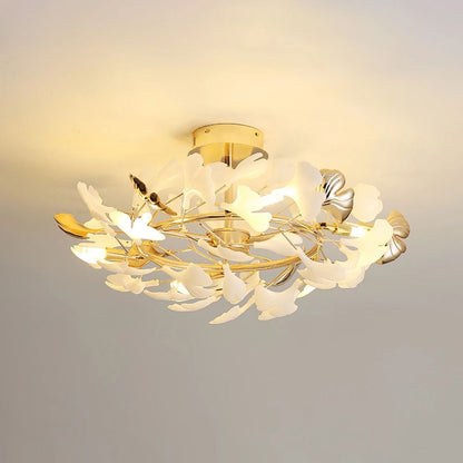 Ceramic Ginkgo Leaf Flushmount-Meet Lighting