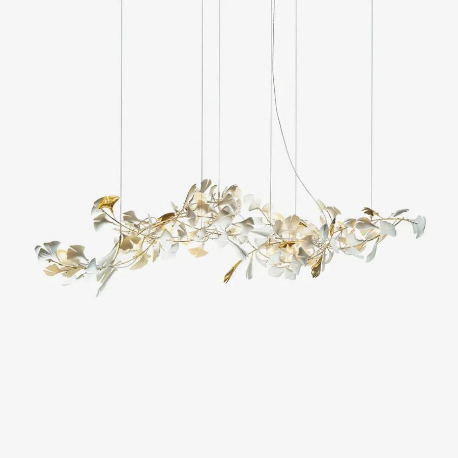 Ceramic Ginkgo Leaf Linear Extended Chandelier-MEET LIGHTING