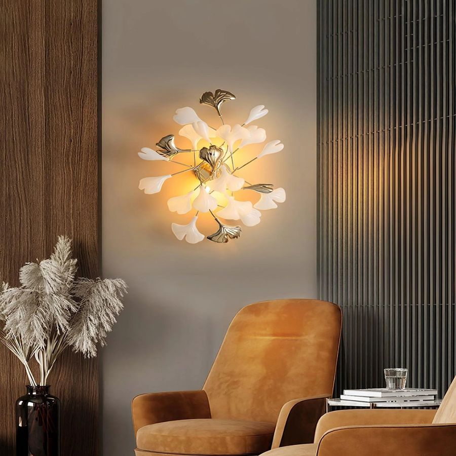 Ceramic Ginkgo Leaf Wall Lamp-Meet Lighting