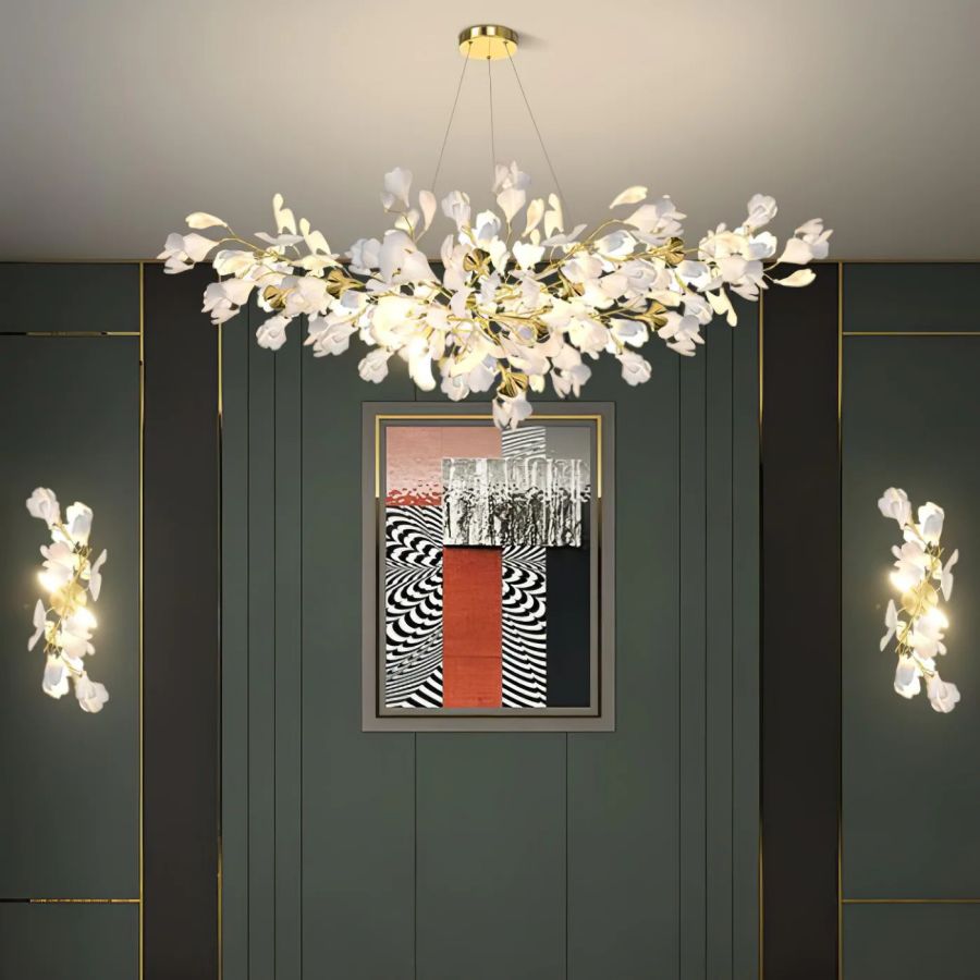 Ceramic Ginkgo Leaf Wall Lamp-Meet Lighting