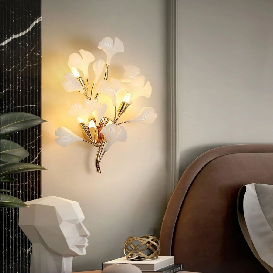 Ceramic Ginkgo Leaf Wall Lamp-Meet Lighting