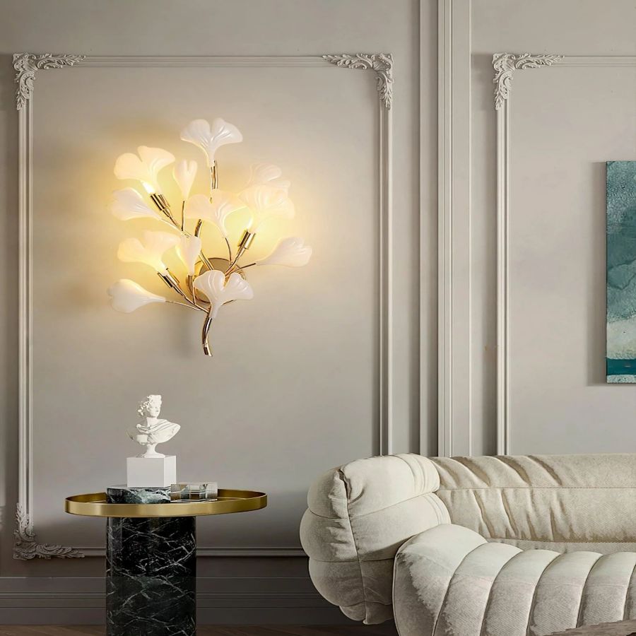 Ceramic Ginkgo Leaf Wall Lamp-Meet Lighting