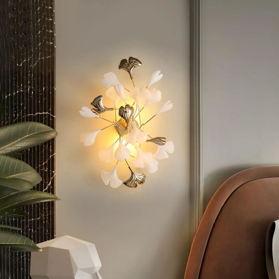 Ceramic Ginkgo Leaf Wall Lamp-Meet Lighting