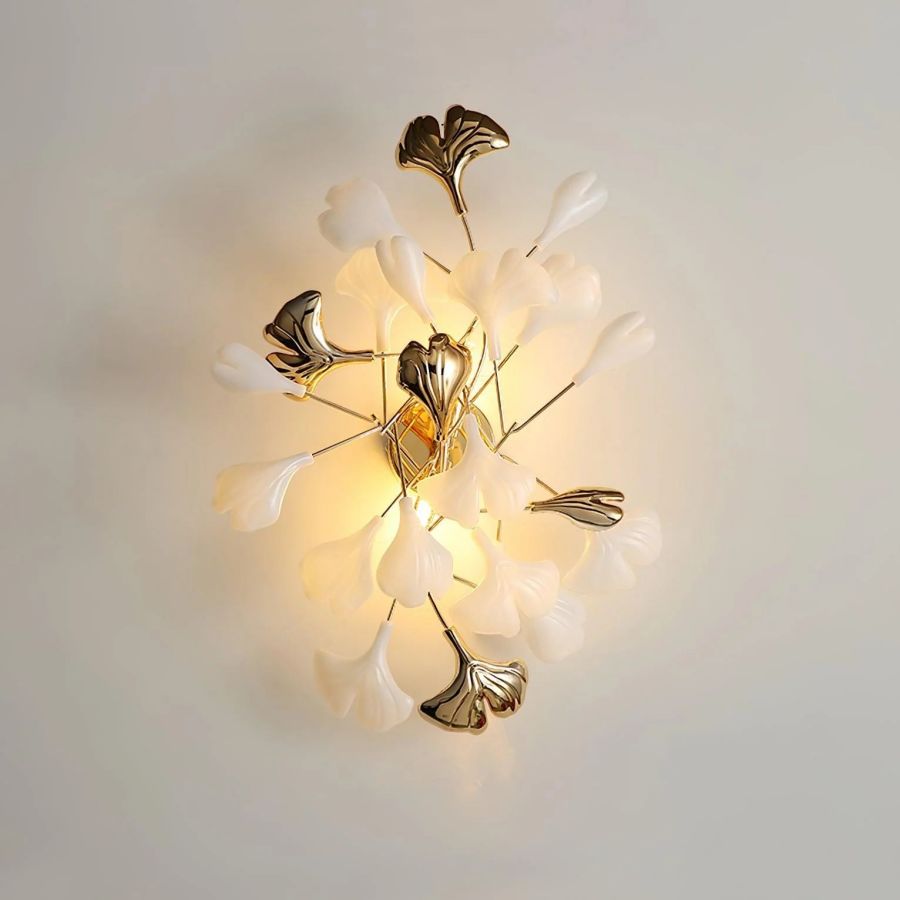 Ceramic Ginkgo Leaf Wall Lamp-Meet Lighting