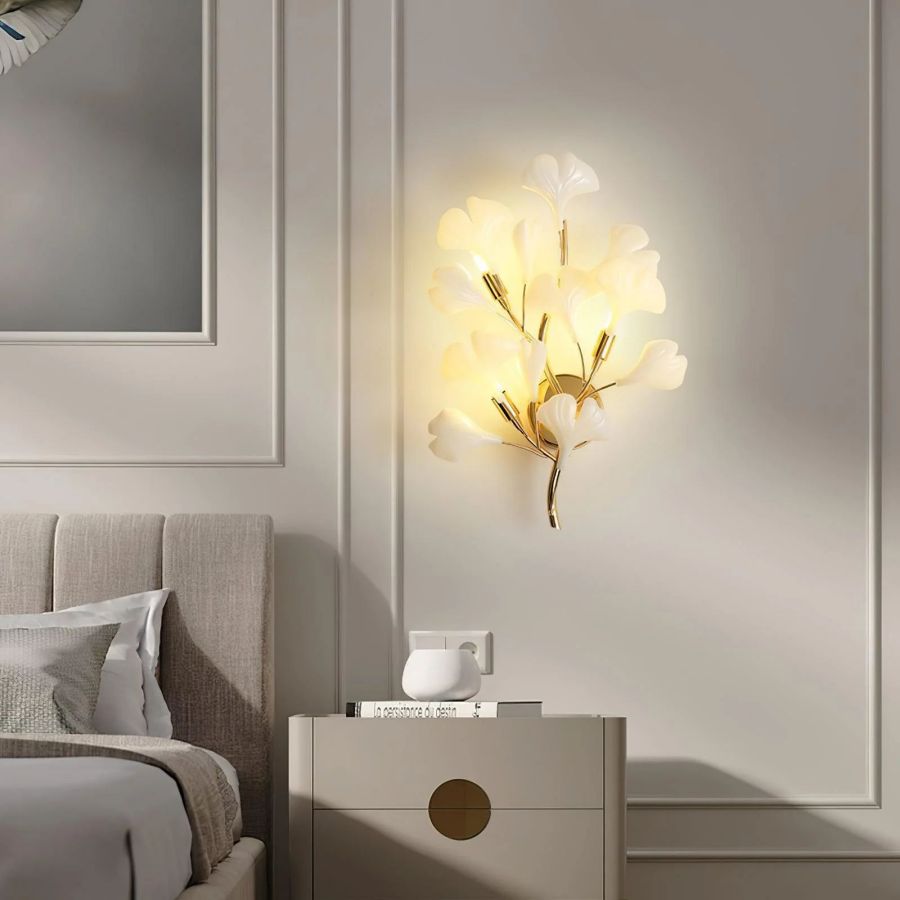 Ceramic Ginkgo Leaf Wall Lamp-Meet Lighting