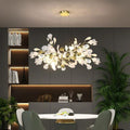 Ceramic Ginkgo Linear Branch Chandelier-MEET LIGHTING