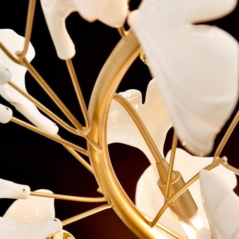 Ceramic Ginkgo Petal Branches-Shaped Chandelier(Round)-MEET LIGHTING