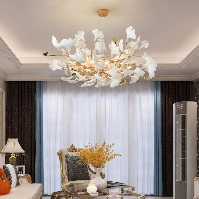 Ceramic Ginkgo Petal Chandelier-Meet Lighting