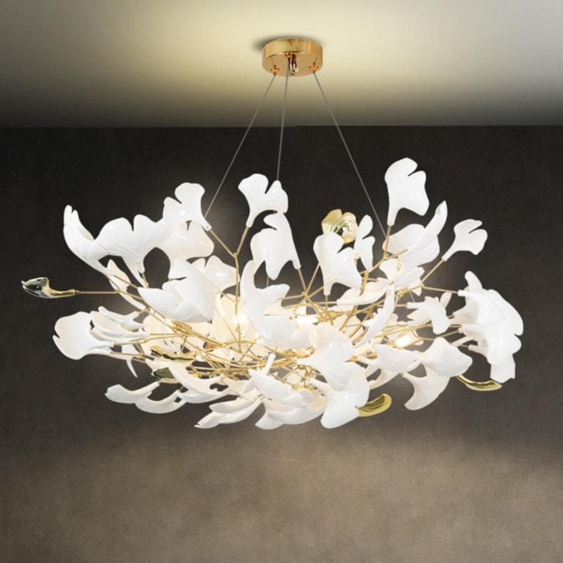 Ceramic Ginkgo Petal Chandelier-MEET LIGHTING
