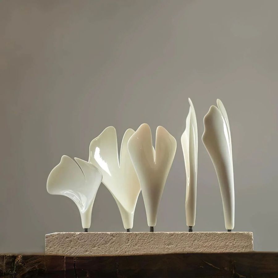 Ceramic Ginkgo Round Staircase Chandelier-MEET LIGHTING