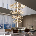 Ceramic Ginkgo Round Staircase Chandelier-MEET LIGHTING