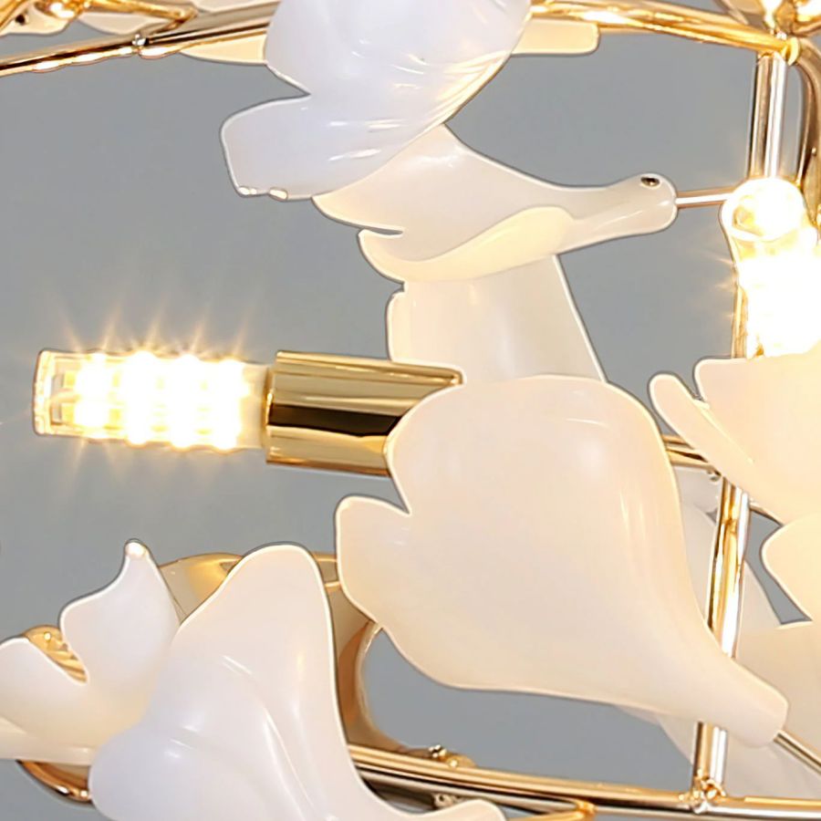 Ceramic Ginkgo Spiral Linear Chandelier-MEET LIGHTING