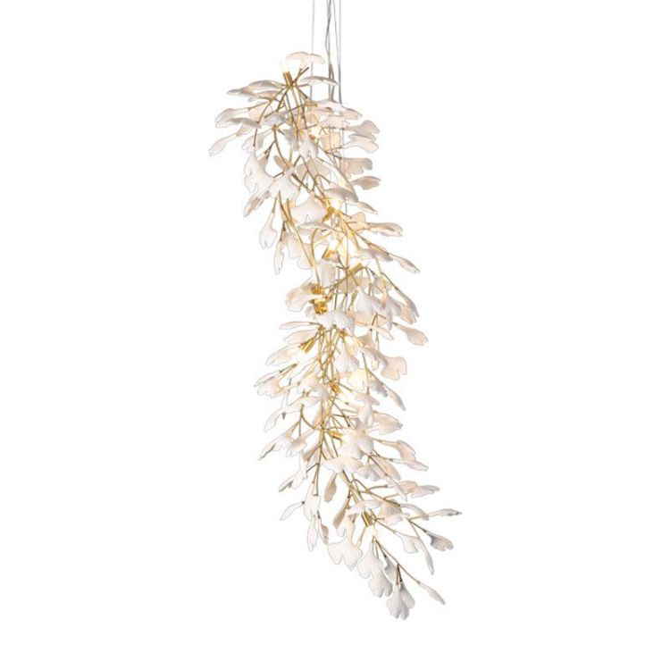 Ceramic Ginkgo Stair Long Branch Chandelier-MEET LIGHTING