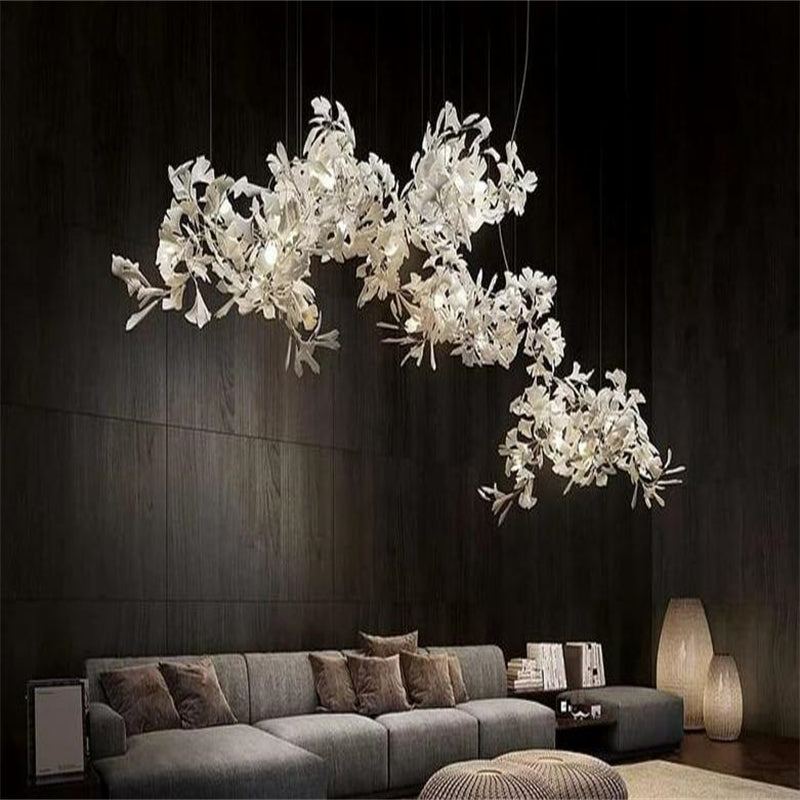 Keyah Porcelain Ginkgo Ceramics Chandelier, Modern Luxury Lights