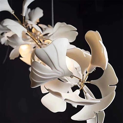 Ceramic Ginkgo Branch Chandelier