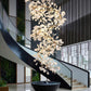 Luxury Ceramic Ginkgo Staircase Long Branch Chandelier