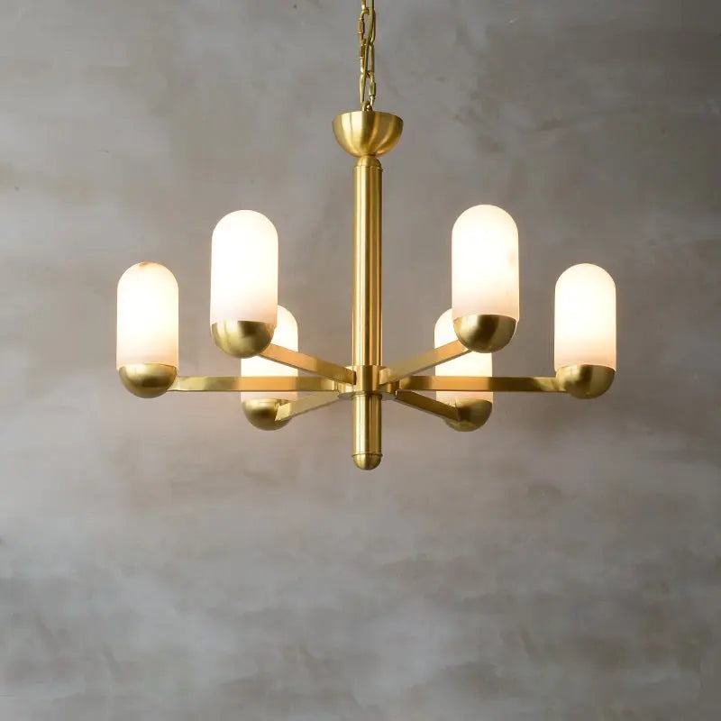 Alabaster Brass Chandelier Living Dining Lighting 6 Lights   Chandelier [product_tags] Fabtiko