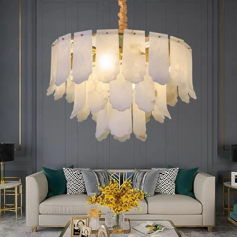 Alabaster Brass Multi-Layer Chandelier Lamp 3 Layer   Chandelier [product_tags] Fabtiko