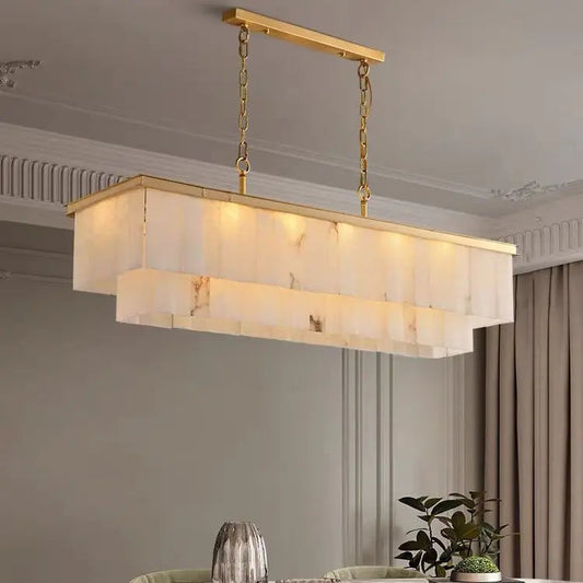 Alabaster Brass Rectangular Chandelier    Chandelier [product_tags] Fabtiko