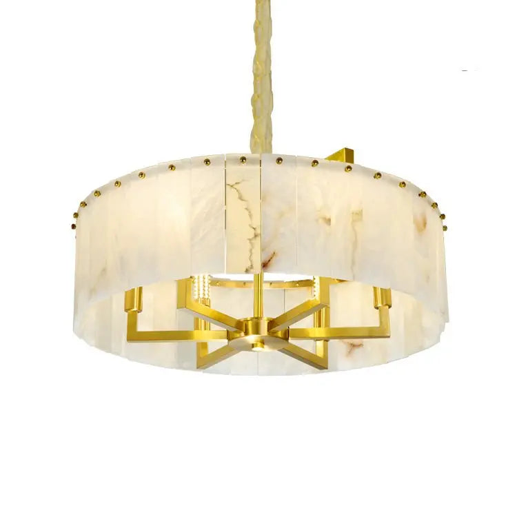 Alabaster Brass Round Chandelier Lighting 23.62"D*11.81"H   Chandelier [product_tags] Fabtiko