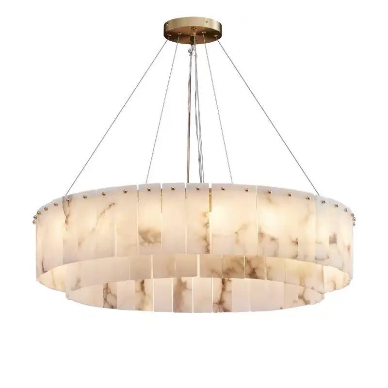 Alabaster Brass Round Living Room Chandelier Lighting    Chandelier [product_tags] Fabtiko