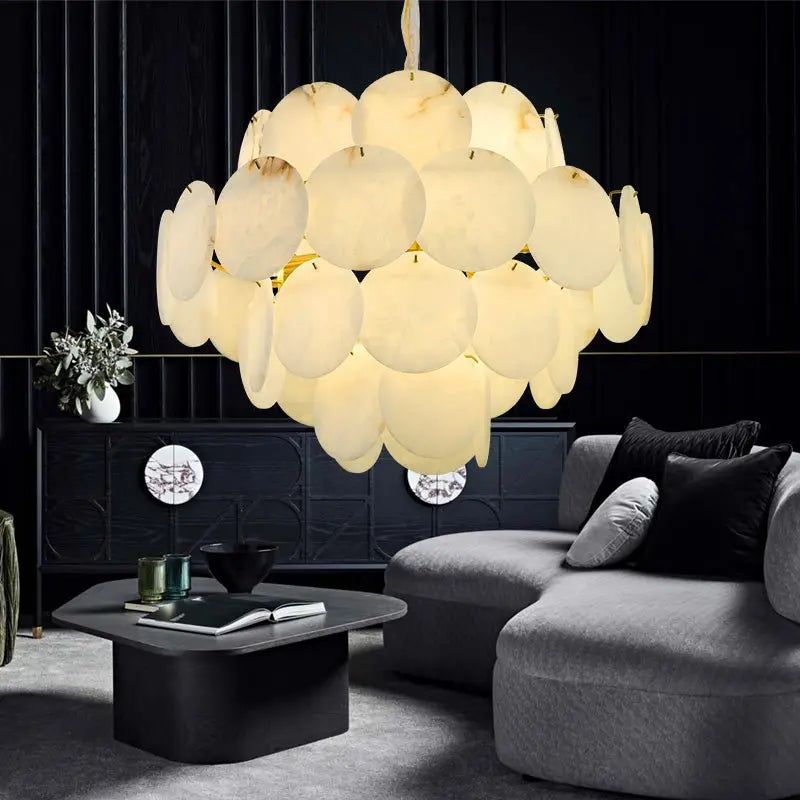 Spain Alabaster Brass Living Room Chandelier    Chandelier [product_tags] Fabtiko