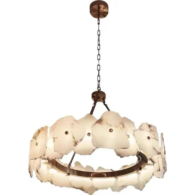 Spain Alabaster Brass Living Room Chandelier Lighting 23.62"D*8.66"H   Chandelier [product_tags] Fabtiko