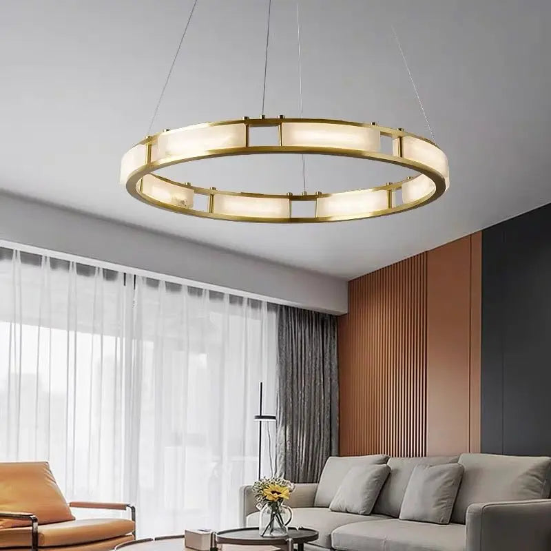 Spain Alabaster Brass Round Chandelier Lighting 31.49"D*47.24"H   Chandelier [product_tags] Fabtiko