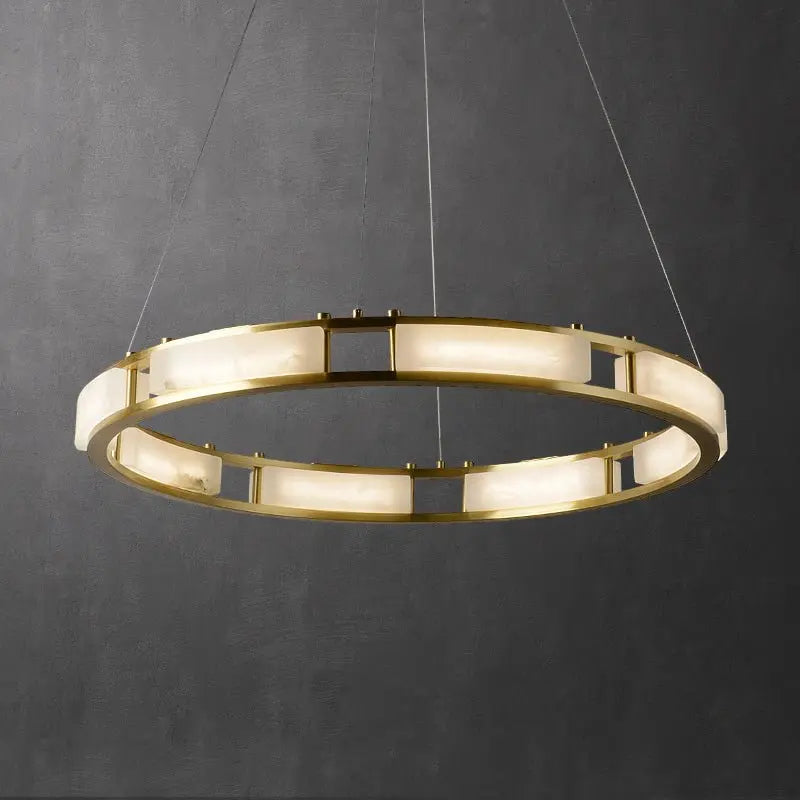 Spain Alabaster Brass Round Chandelier Lighting    Chandelier [product_tags] Fabtiko