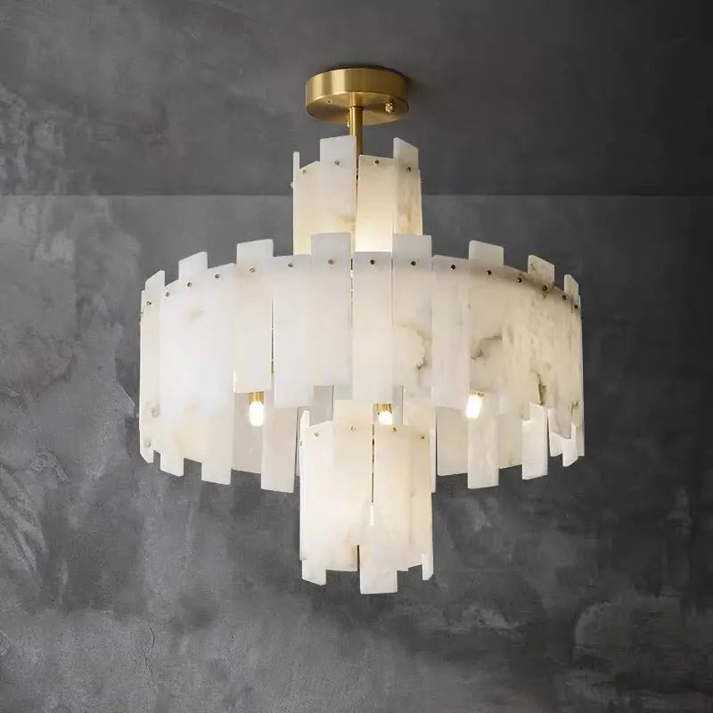 Spain Alabaster Round Modern Chandeliers 23.62"D*27.55"H   Chandelier [product_tags] Fabtiko