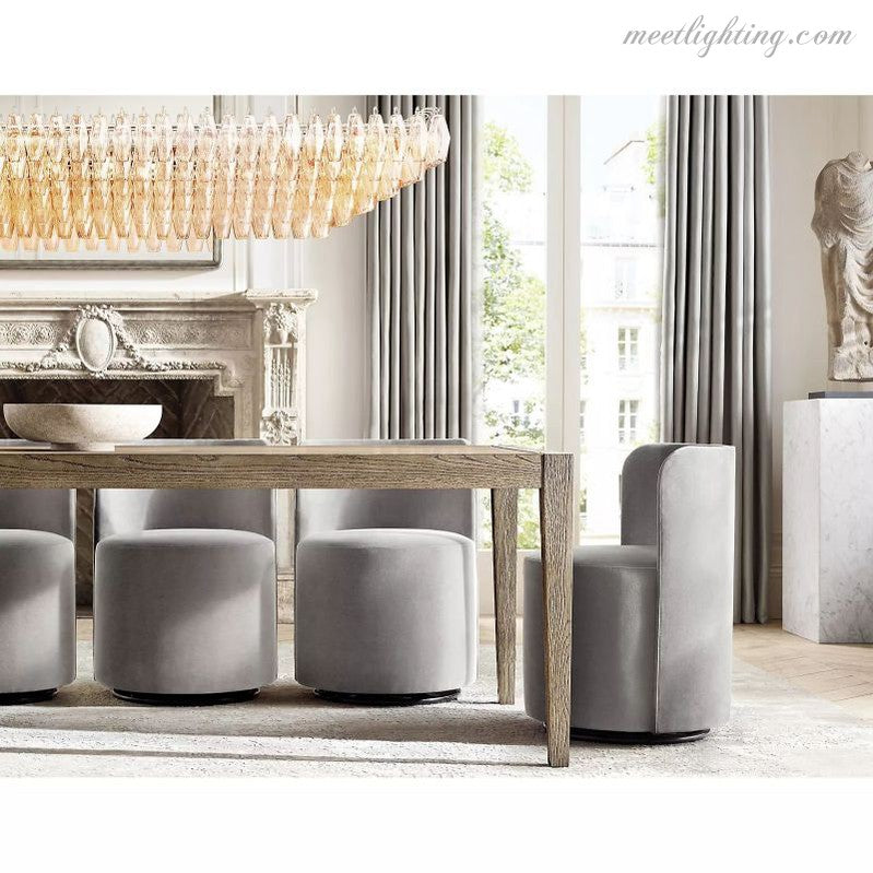 Chara Clear Glass Tiered Rectangular Chandelier 54"-MEET LIGHTING