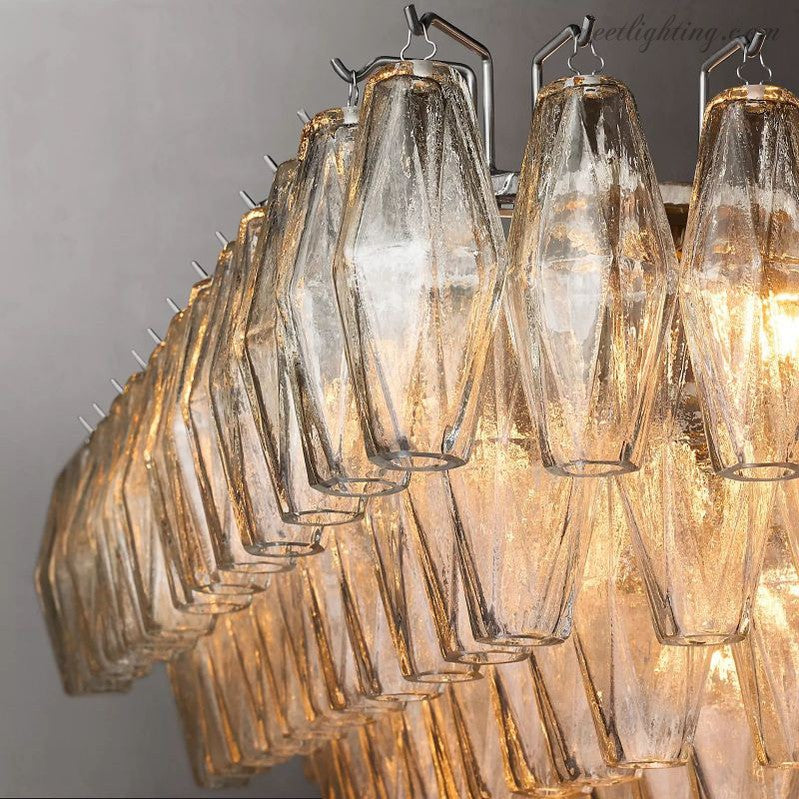 Chara Clear Glass Tiered Rectangular Chandelier 74"-Meet Lighting