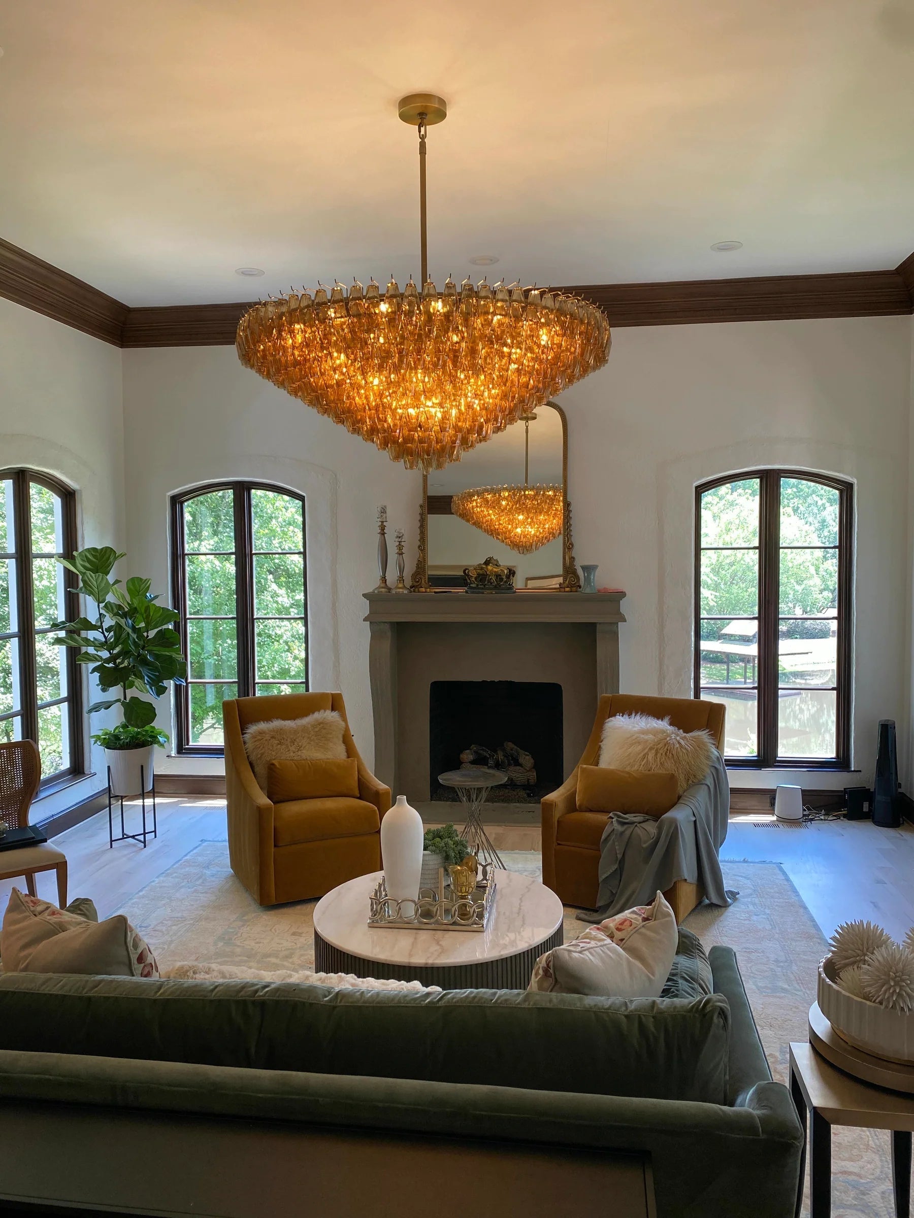 Chiaray Glass Multi-Tier Round Chandelier 61"