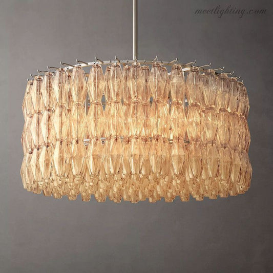 Chara Glass Round Chandelier 37"-Meet Lighting