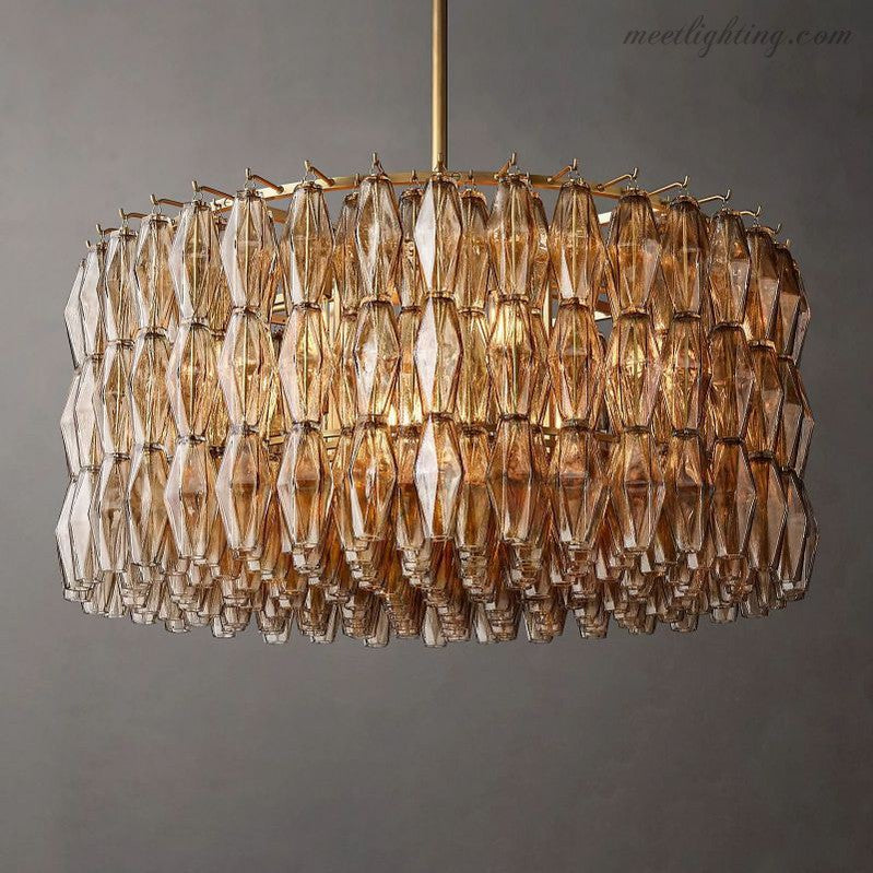 Chara Glass Round Chandelier 37"-Meet Lighting