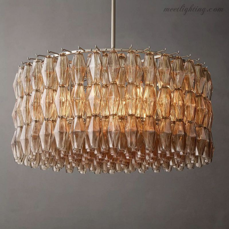 Chara Glass Round Chandelier 37"-Meet Lighting