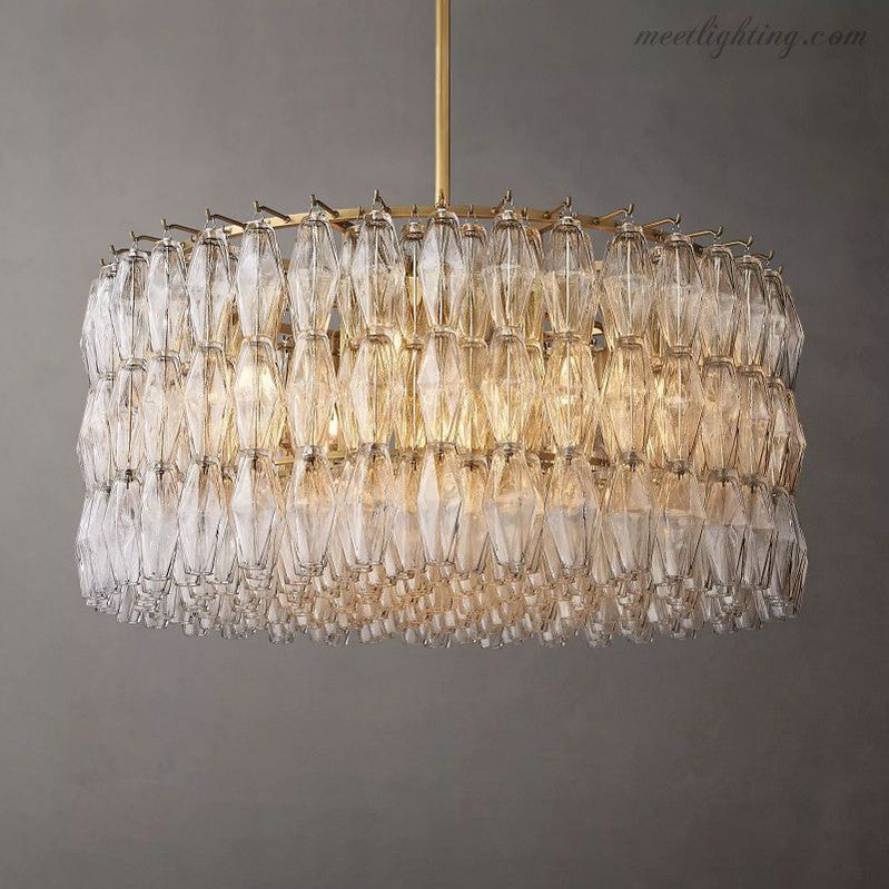 Chara Glass Round Chandelier 37"-Meet Lighting