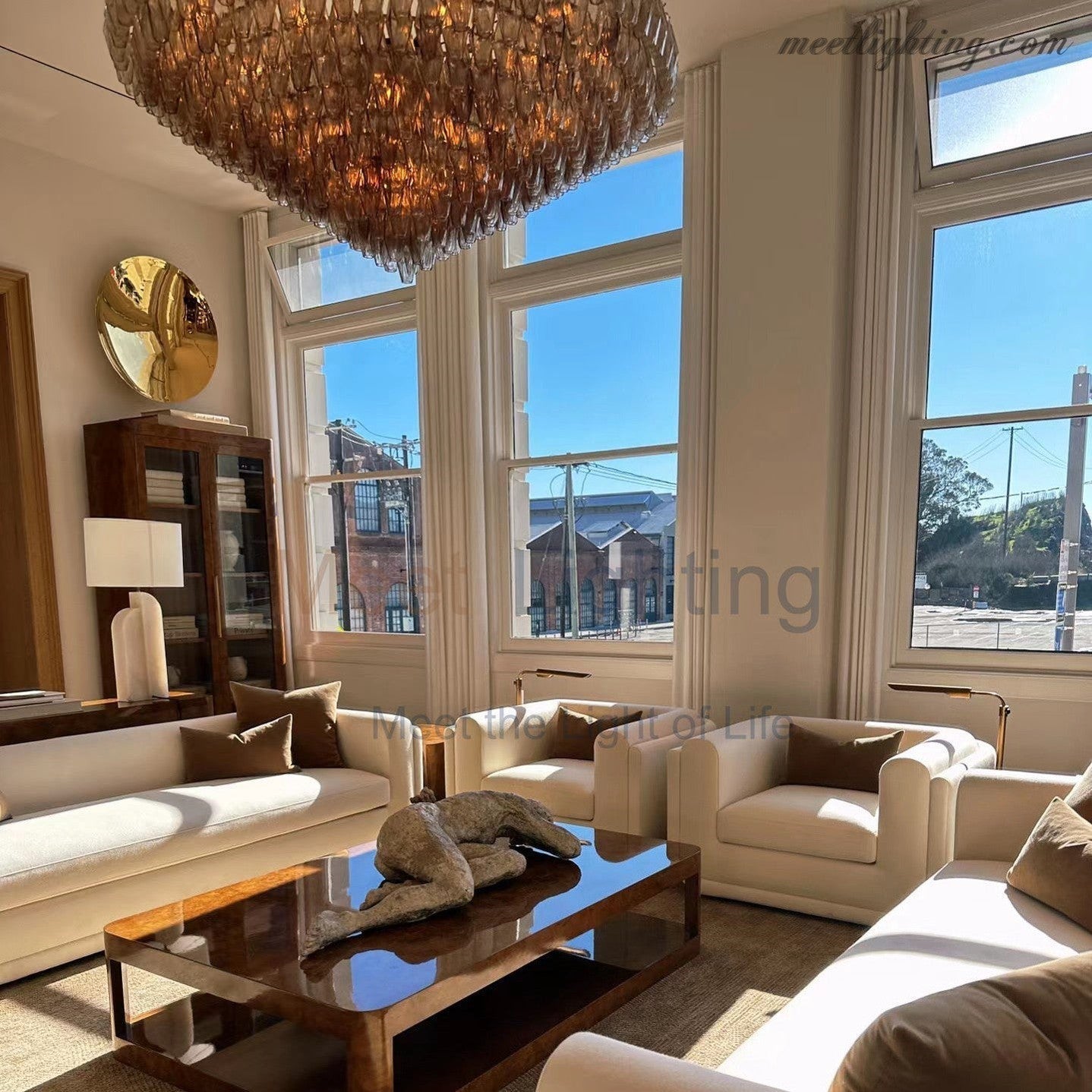 Chara Glass Round Chandelier 47"-MEET LIGHTING