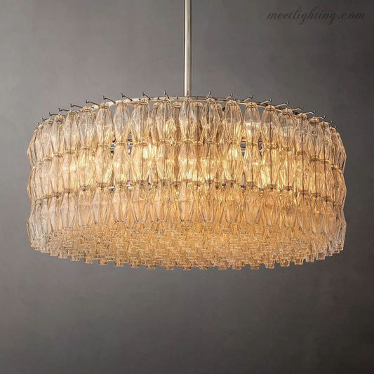 Chara Glass Round Chandelier 47"-Meet Lighting