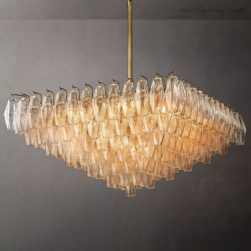 Chara Glass Square Chandelier 32"-MEET LIGHTING
