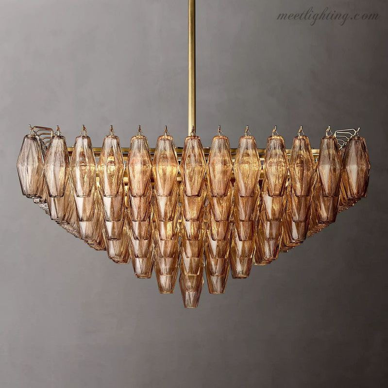 Chara Glass Square Chandelier 32"-MEET LIGHTING