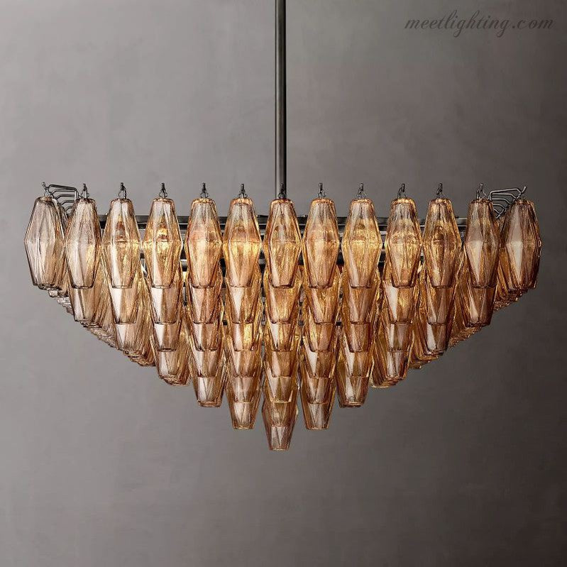 Chara Glass Square Chandelier 32"-MEET LIGHTING