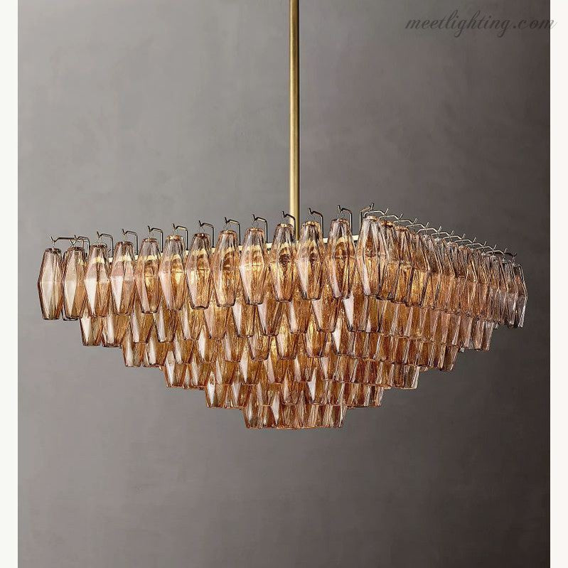 Chara Glass Square Chandelier 32"-MEET LIGHTING